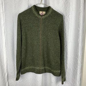 Woolrich Zip Front Sweater in Green Multi size M
